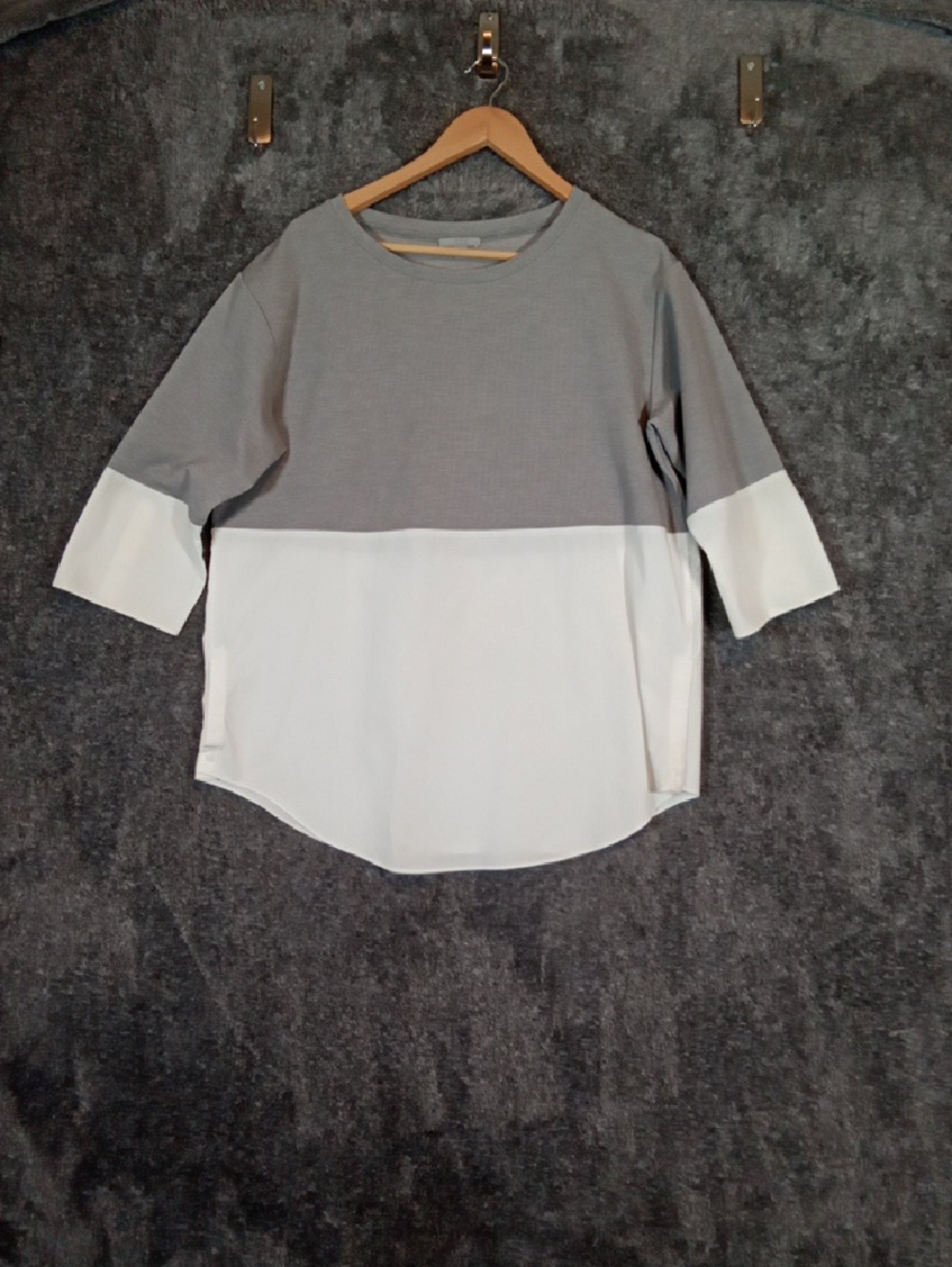COS Gray and White Block Tunic Top Two Tone Color Office Womens M